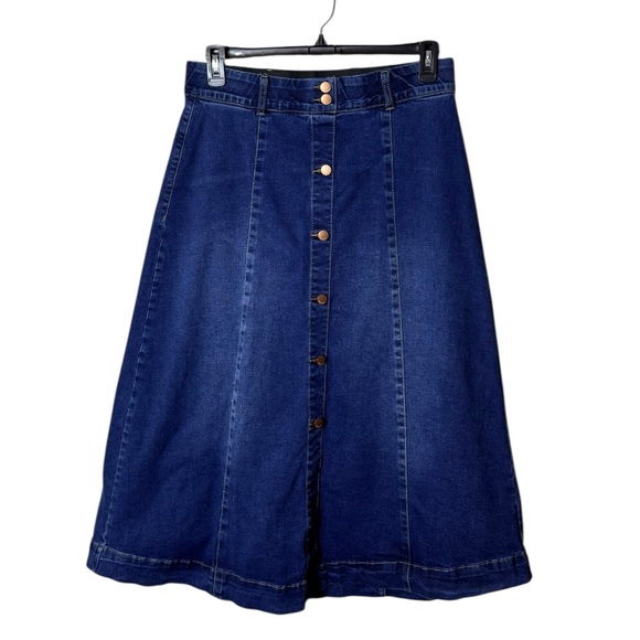 Denim Blue Midi Skirt - Picture 1 of 6